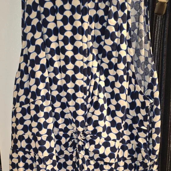 Navy Blue and White Design Dress - Picture 1 of 2